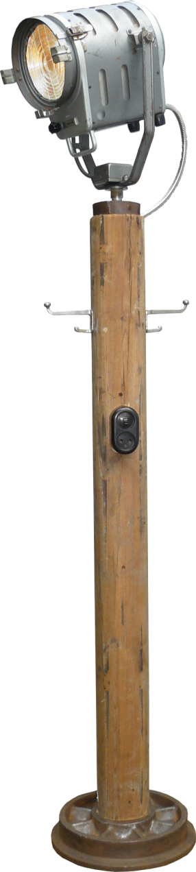 Floorlamp Theaterlight Philips On Wooden Pole With - Plywood (286x1272), Png Download