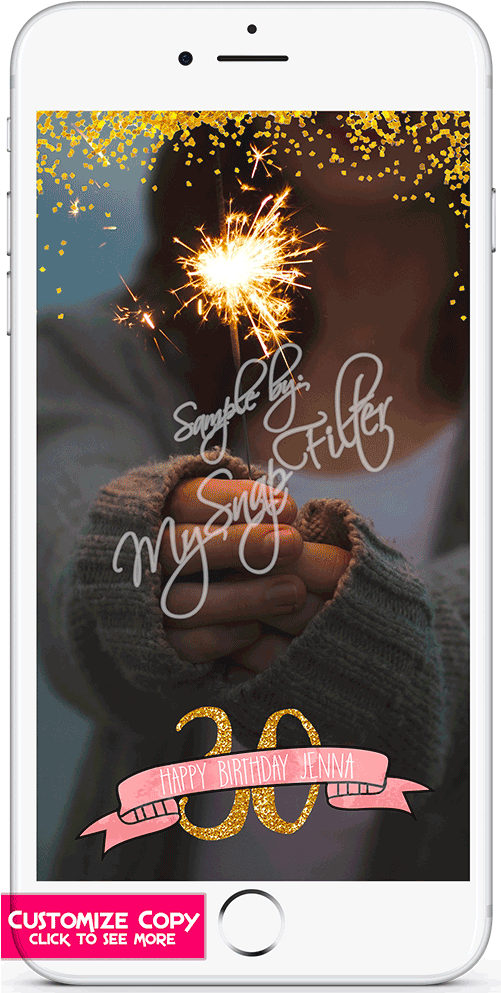 30th Birthday Pink Gold Glitter Snapchat Filter (1000x1000), Png Download