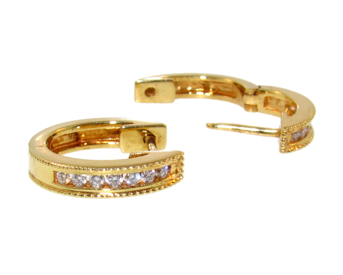 Gold Diamond Huggies - Body Jewelry (976x560), Png Download