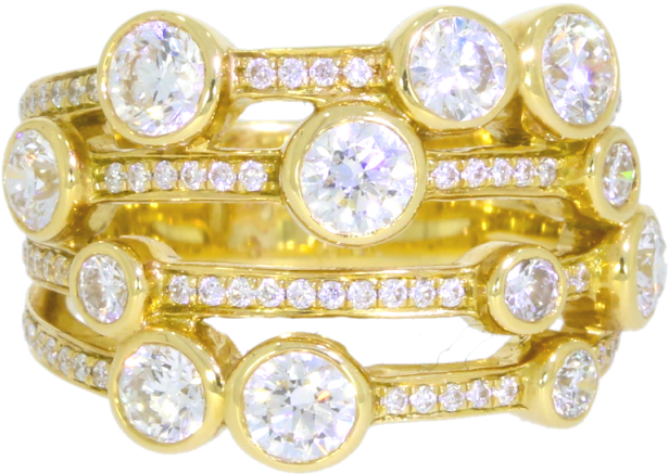 18ct Yellow Gold Diamond Bubble Ring (800x642), Png Download