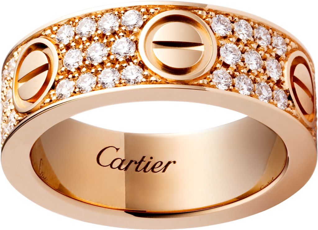 Love Ring, Diamond-pavedpink Gold, Diamonds - Cartier Love Ring Diamond (1024x741), Png Download