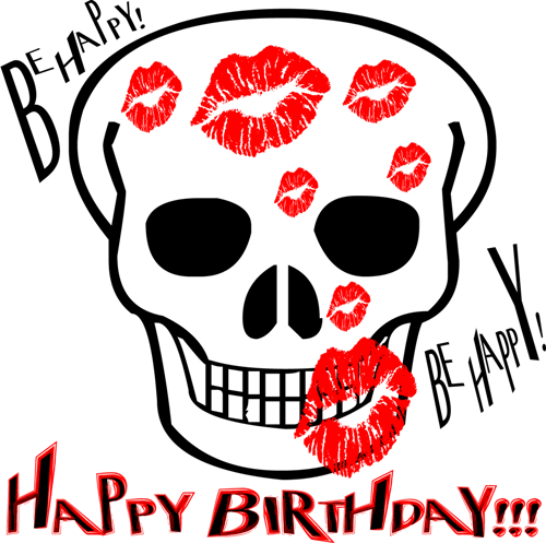 Happy Birthday Creepy - Simple Skulls (500x497), Png Download