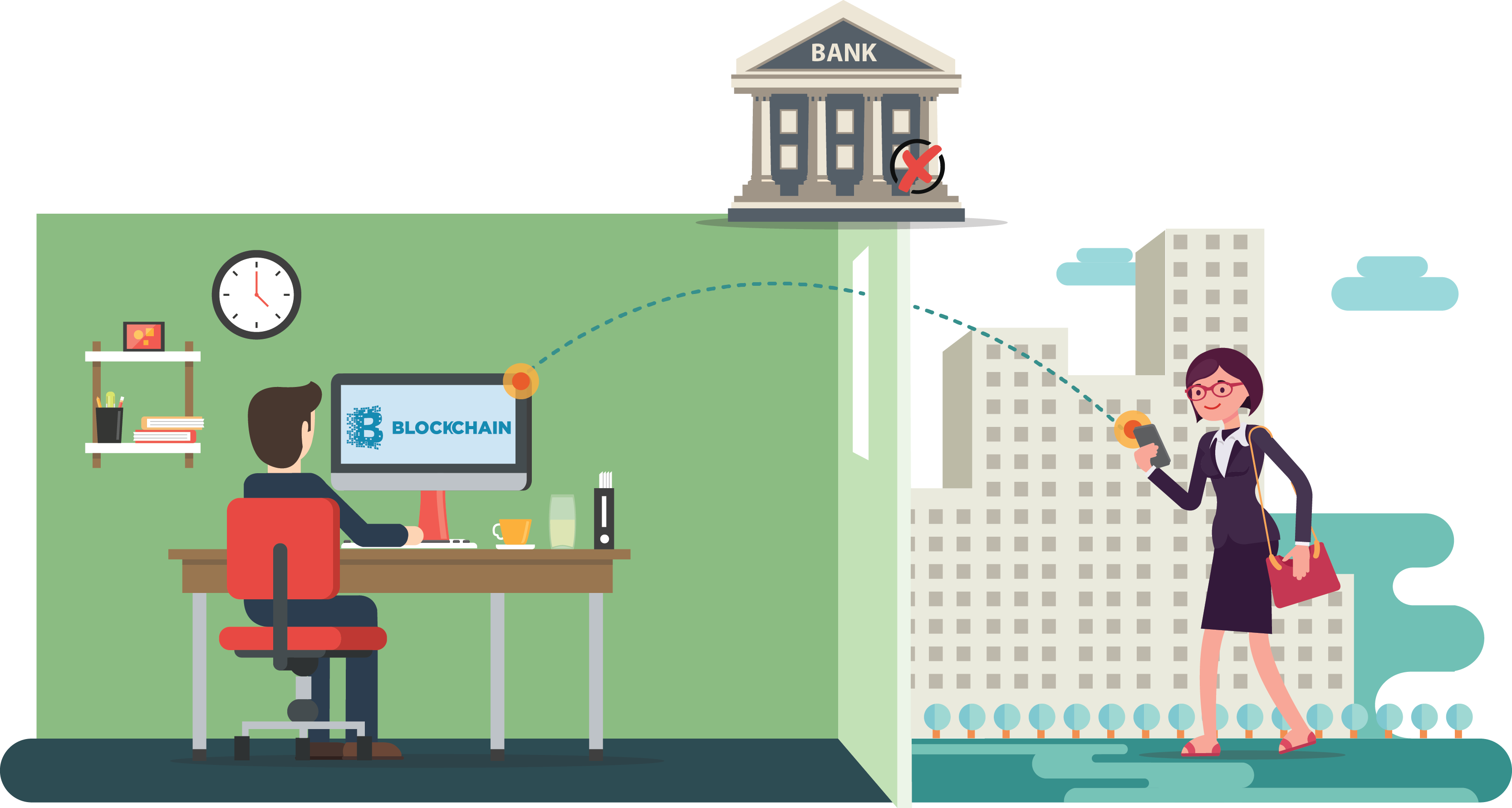 Man In The Middle Blockchain (3332x1781), Png Download