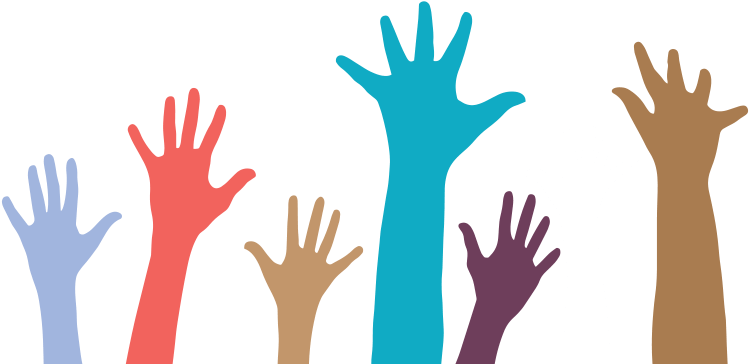 Hands Raised Up - Sign (750x364), Png Download