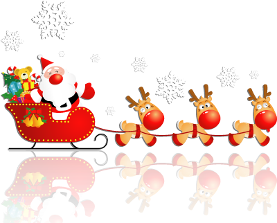 Clique Para Ver Mais Pngs De Natal - Papai Noel Com Renas Png (423x329), Png Download