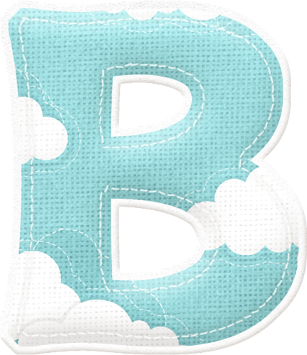 Alfabeto Celeste Con Nubes - Celestes Letras De Baby Shower Para Imprimir (432x500), Png Download