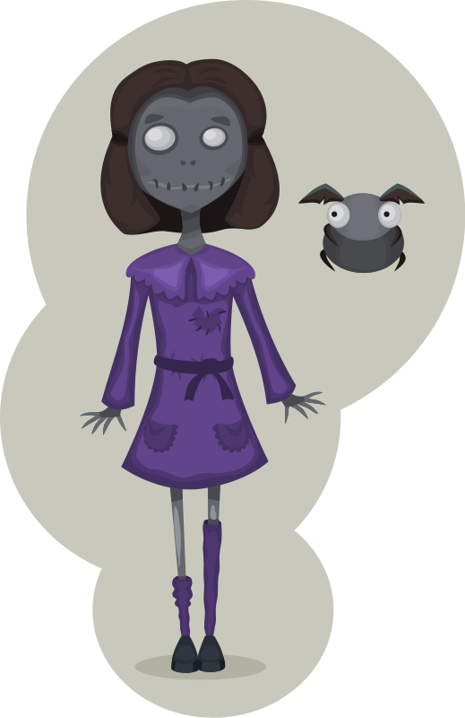 Cute Zombie Girl Clipart - Scary Girl Clipart (519x800), Png Download