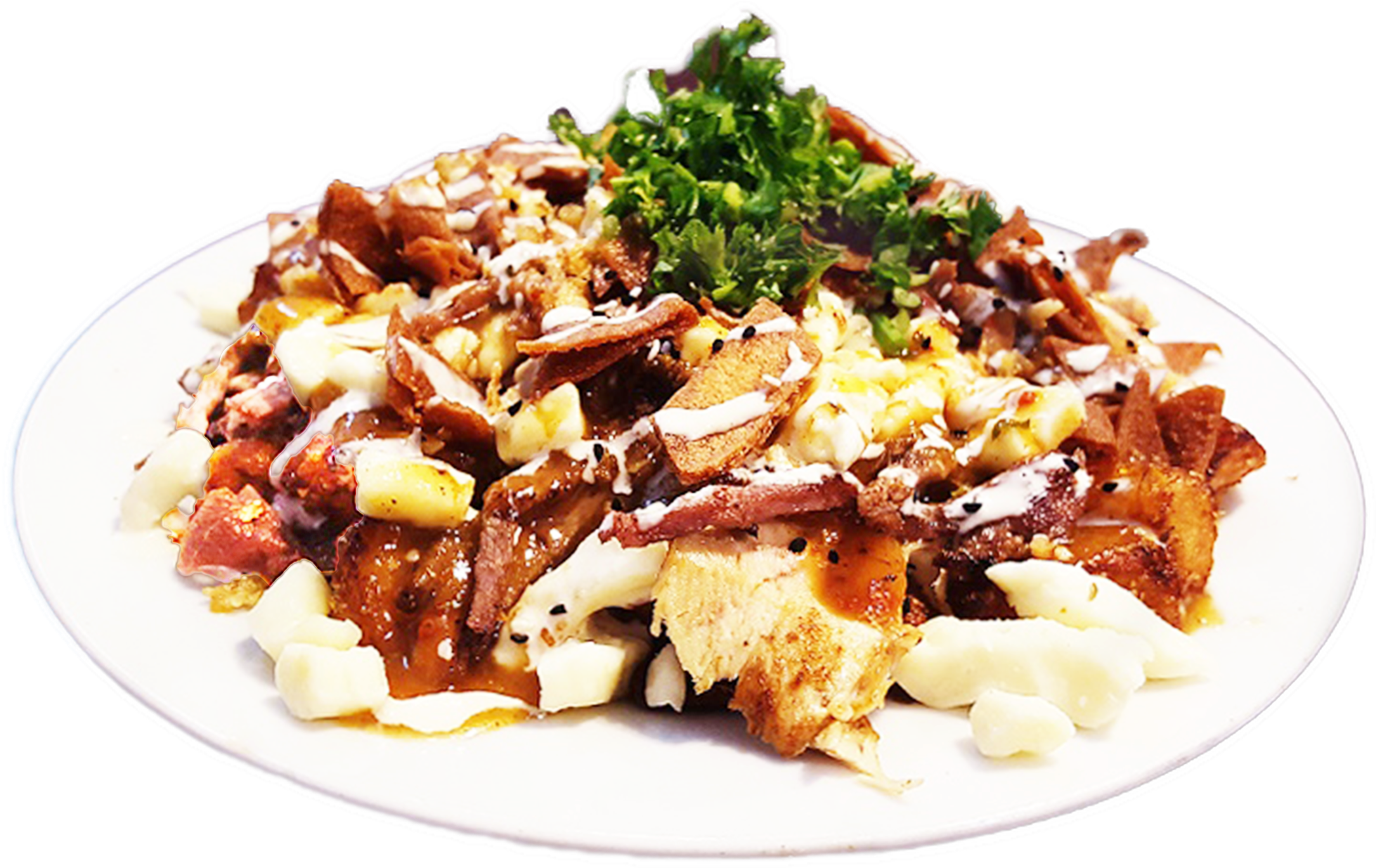 Salads - Chicken Shawarma Plate Png (2279x1383), Png Download