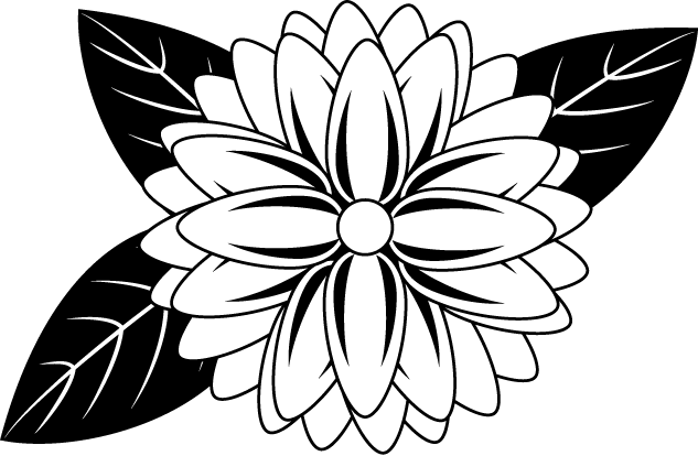 Dahlia Clip Art - Dahlia Clipart Black And White (633x414), Png Download