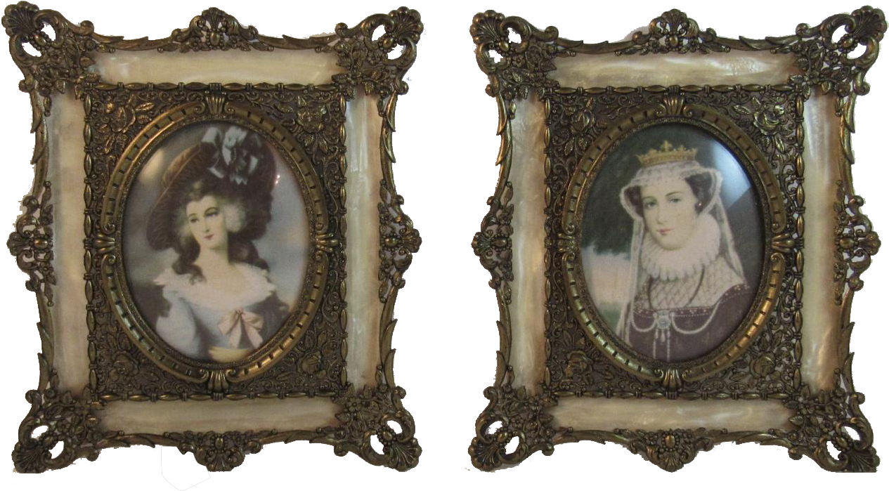 Pair Metal Filigree Frames With Celluloid Faux Mop - Felt (1264x1264), Png Download