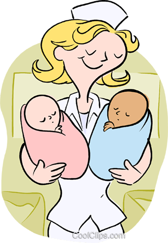 Enfermera Con Bebés Libres De Derechos Ilustraciones - Pediatric Nurse Clip Art (331x480), Png Download