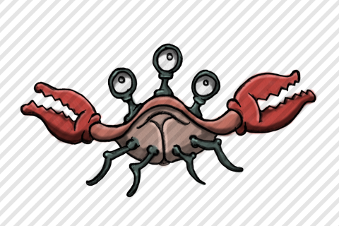 Hand-drawn Cartoon Alien Crab By Aaron Goodson Game - Illustration (480x320), Png Download