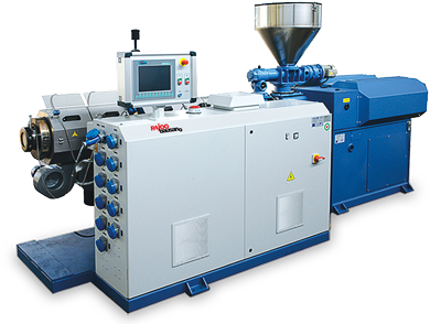 Pvc Twin Pipe Production Line - Pvc Twin Screw Extruder (389x388), Png Download