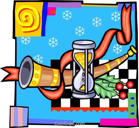 Hourglass, Trumpet, Ribbon Royalty Free Vector Clip - Royalty-free (480x441), Png Download