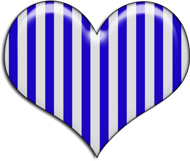 Blue And White Striped Heart (800x676), Png Download