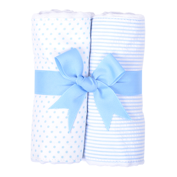 Burp Cloth-2 Burp Pad Set Blue And White Stripe And - Wrapping Paper (350x450), Png Download
