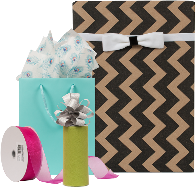 Pop-up Gift Wrap /& Ribbon Organizer In Green And White - Paper (700x700), Png Download