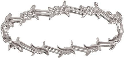 Barbed Wire Mix Gold And White Diamonds Bangle For - Bracelet (600x600), Png Download