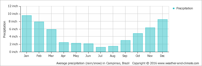 Average Precipitation In Campinas, Brazil Copyright - Average Rainfall In Cyprus (702x232), Png Download