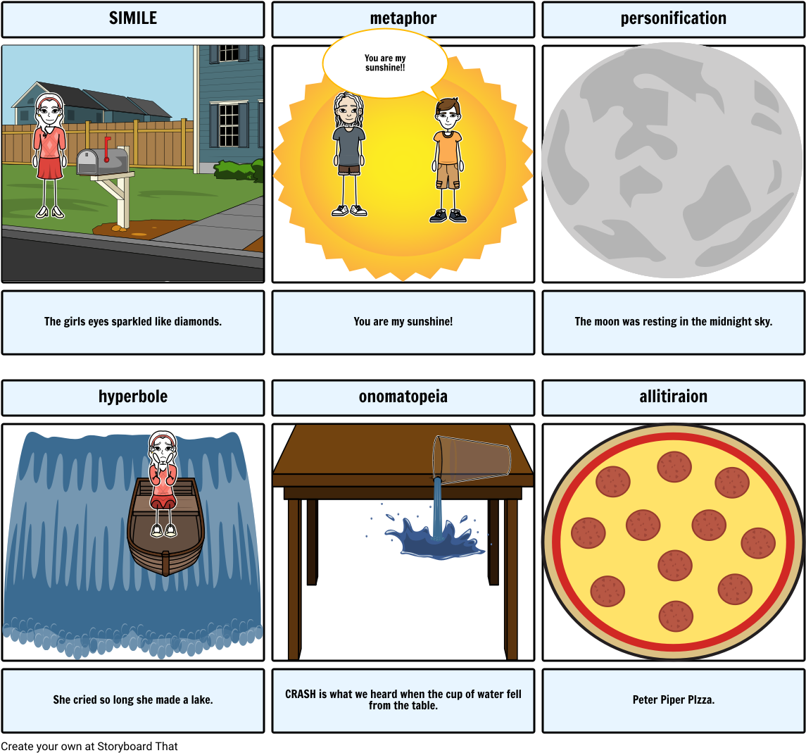 Simile Metaphor You Are My Sunshine Personific - Similes And Metaphors Illustrated (1164x1086), Png Download