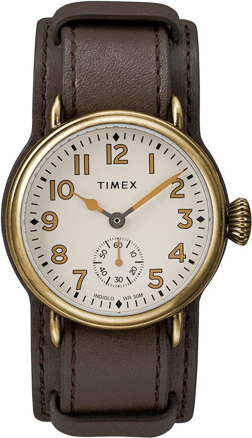 Welton 38mm Leather Strap Watch Bronze-tone/brown/cream - Timex Watch (750x900), Png Download