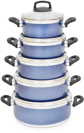 Conjunto De Caçarolas 5 Peças Azul Alça Baquelite E - Bag (353x531), Png Download