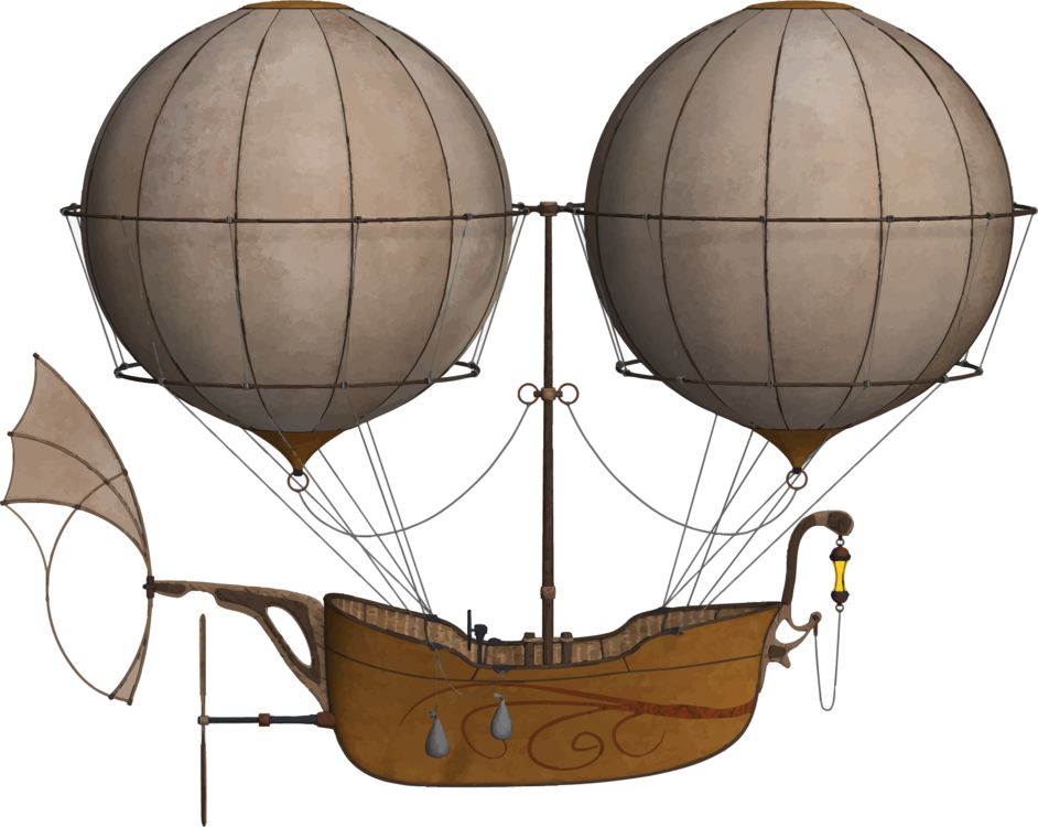 Flight Airship Hot Air Balloon - Vintage Hot Air Balloon (942x750), Png Download