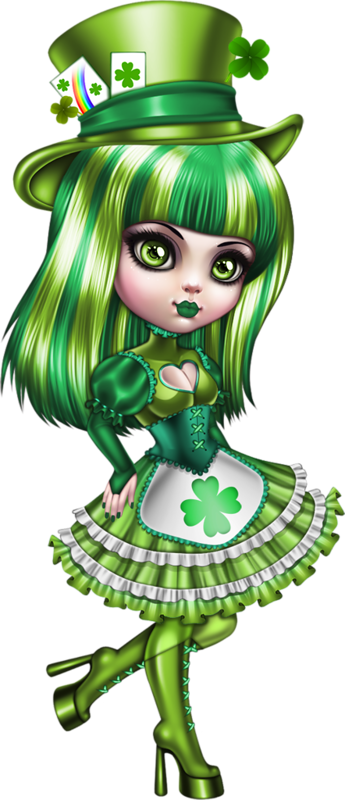 Cute Images, Beautiful Dolls, Decoupage, Paper Dolls, - Psp St Patrick's Tubes (345x800), Png Download