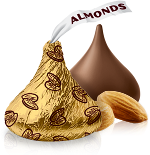 Hersheys Kisses With Almonds Chocolate Candy 35 Oz (382x360), Png Download