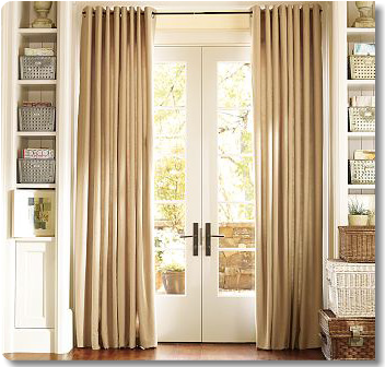 Cosmic Grommet Top Window - Curtain Over French Door (434x335), Png Download