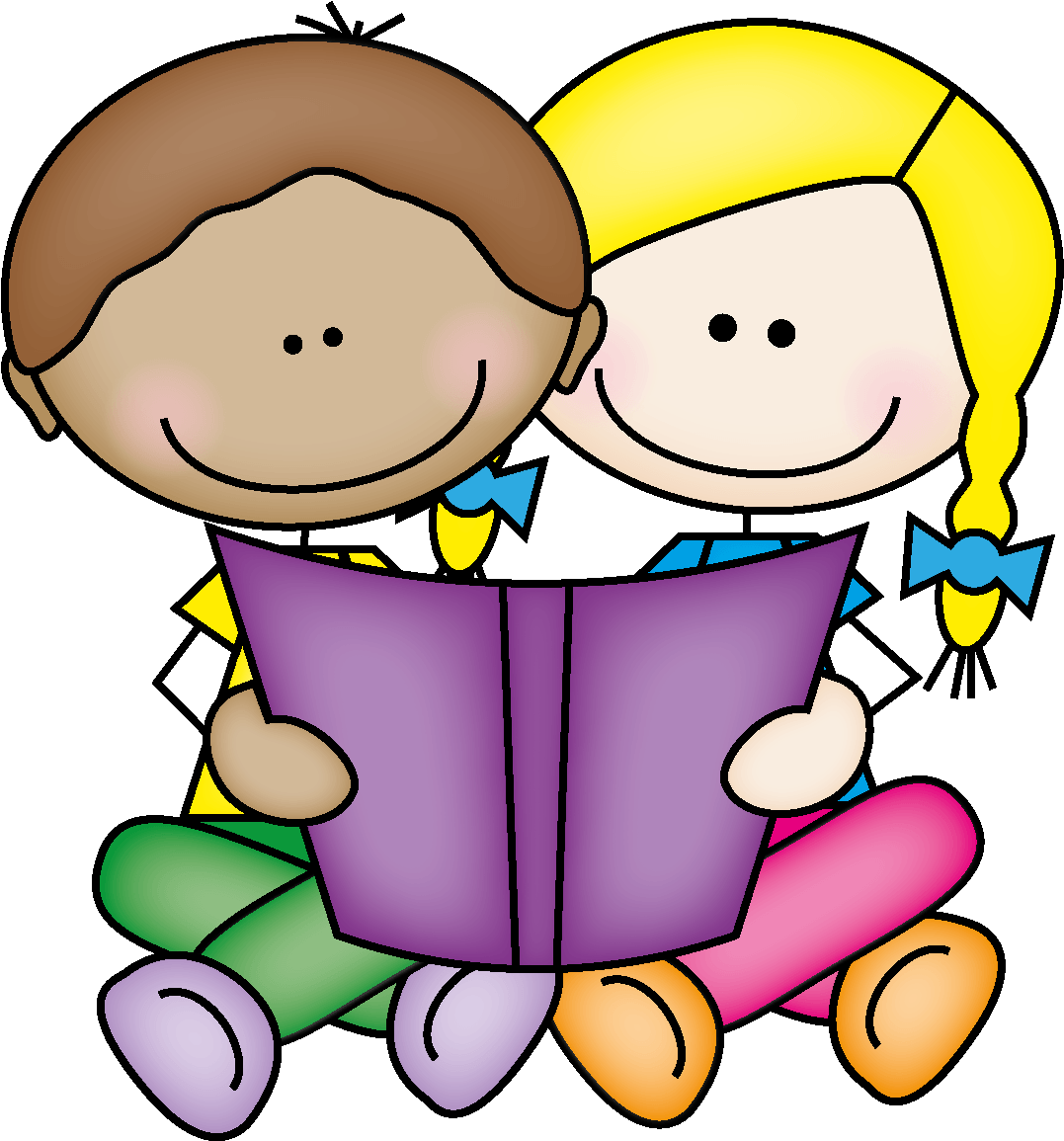 Kids Reading Clipart - Buddy Reading Clipart (1233x1279), Png Download