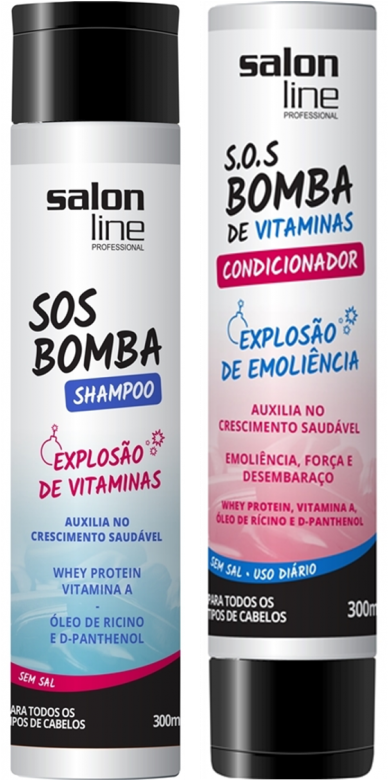 Shampoo Salon Line Sos Bomba Vitamina 300 Ml - Shampoo Para Crescimento De Cabelo (604x779), Png Download