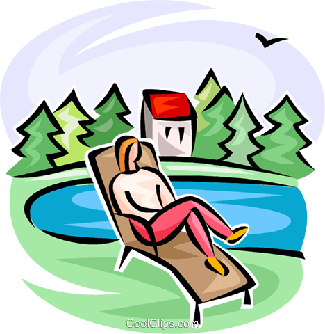 Person On A Lawn Chair Royalty Free Vector Clip Art - Lake Clip Art (468x480), Png Download