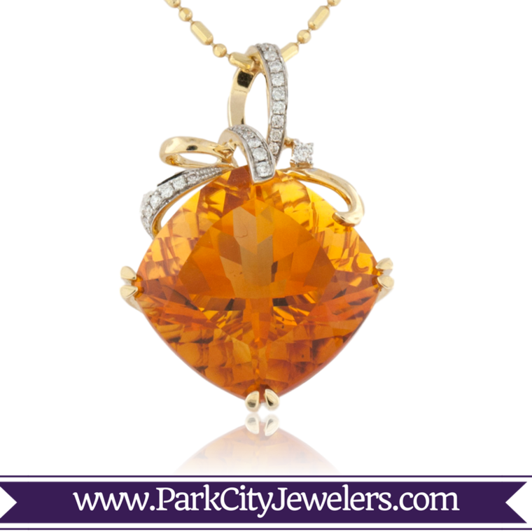 Fancy Cut Cushion Style Citrine Pendant - Diamond Snowflake Pendant (760x760), Png Download