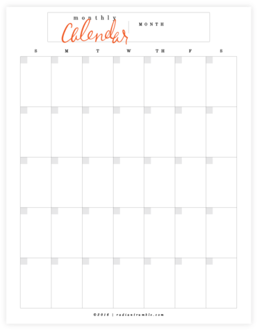 Download Blank Calendar Printable Pdf Page - Calendar PNG Image with No ...