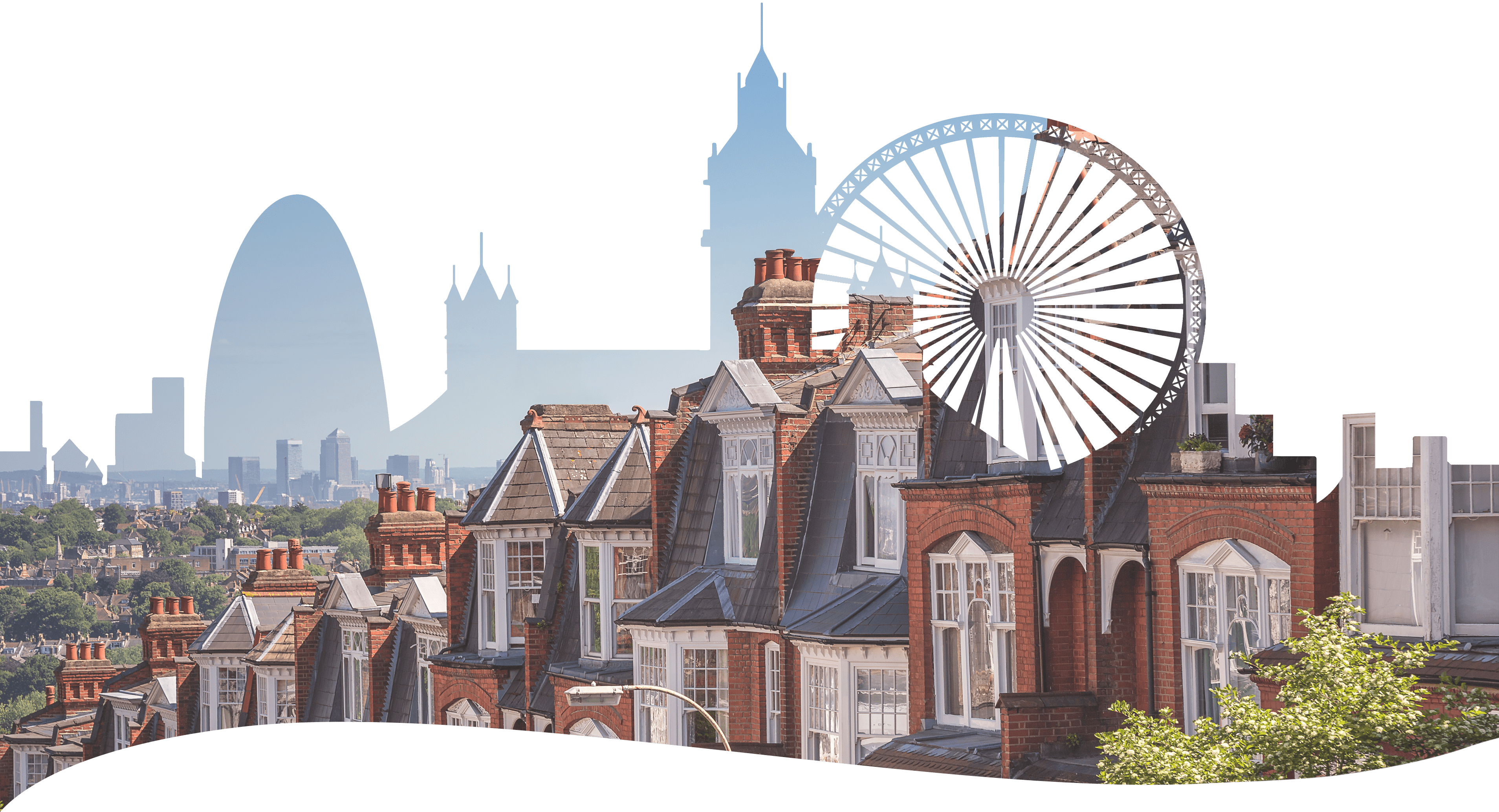 Outline Of A Group Of People In White Row Of Houses - London (3816x2068), Png Download