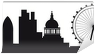 Detailed Silhouette Of London Skyline Wall Mural • - London Skyline Dark Blue Silhouette (400x400), Png Download