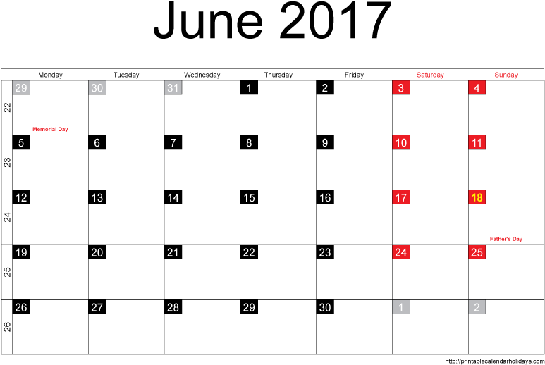 Blank Printable June 2017 Calendar In Printable Format - Moon Calendar November 2018 (842x595), Png Download