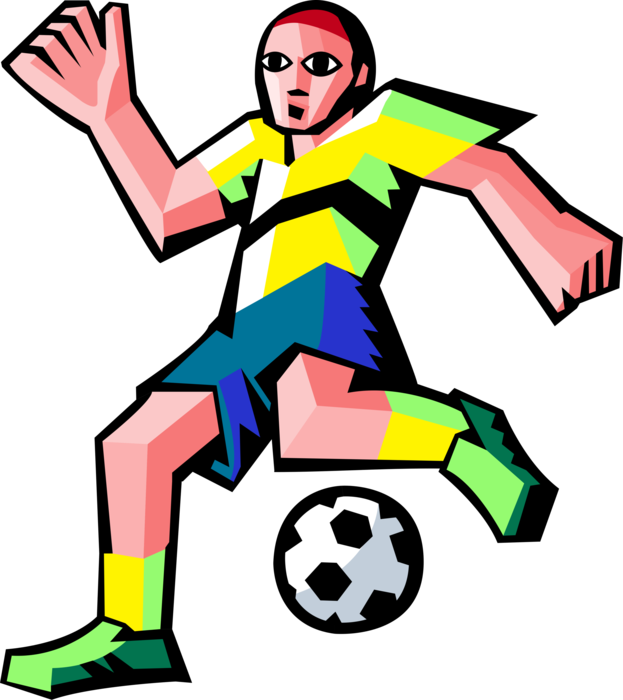 Vector Illustration Of Sport Of Soccer Football Player (623x700), Png Download