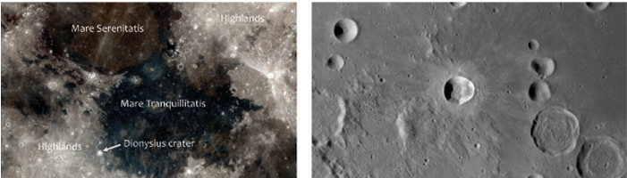 Dionysius Crater Rests On The Western Edge Of Mare - Moon (700x300), Png Download