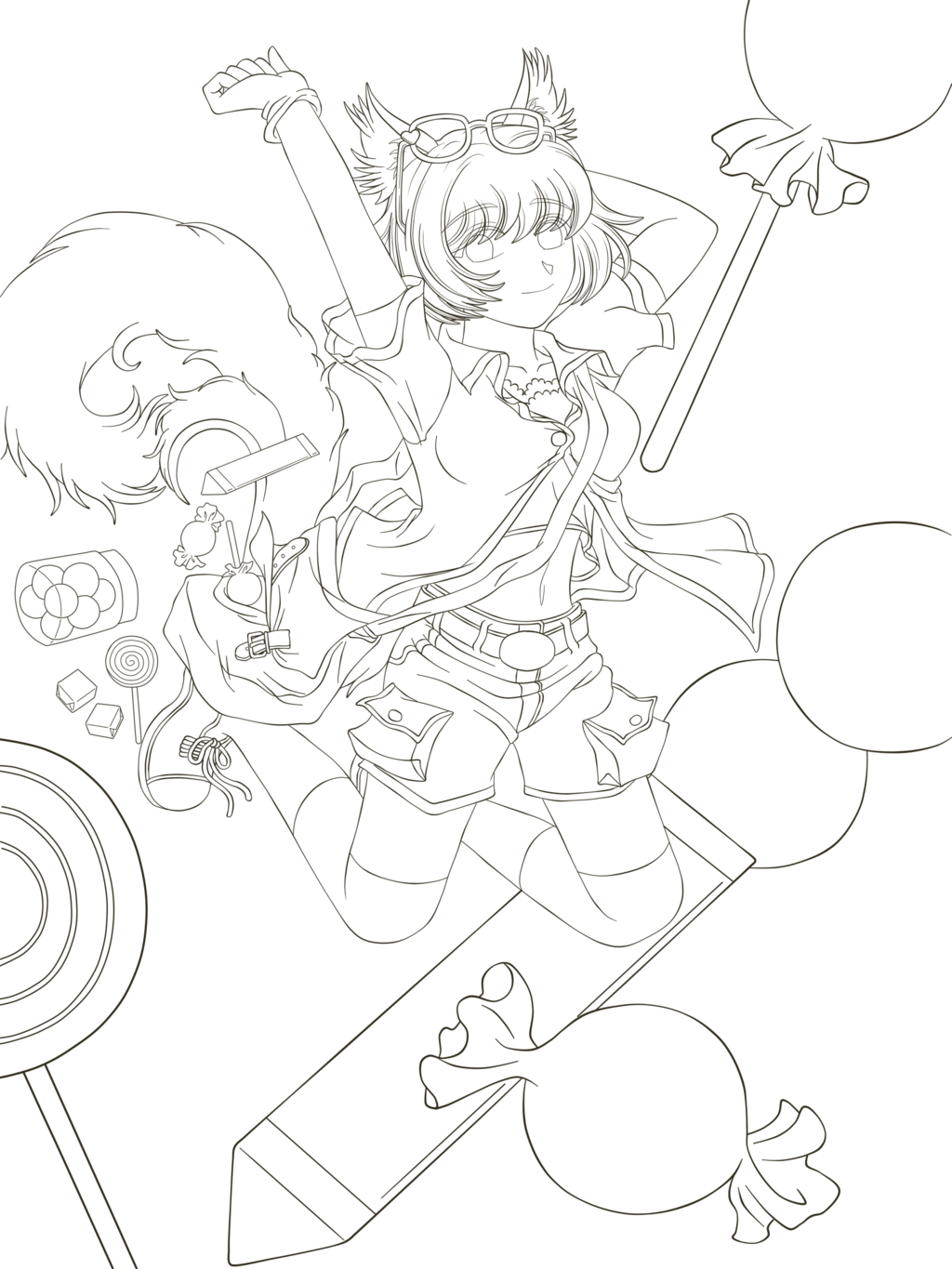 Candy Fox Lines By Witchcrystalchan - Anime (1024x1365), Png Download