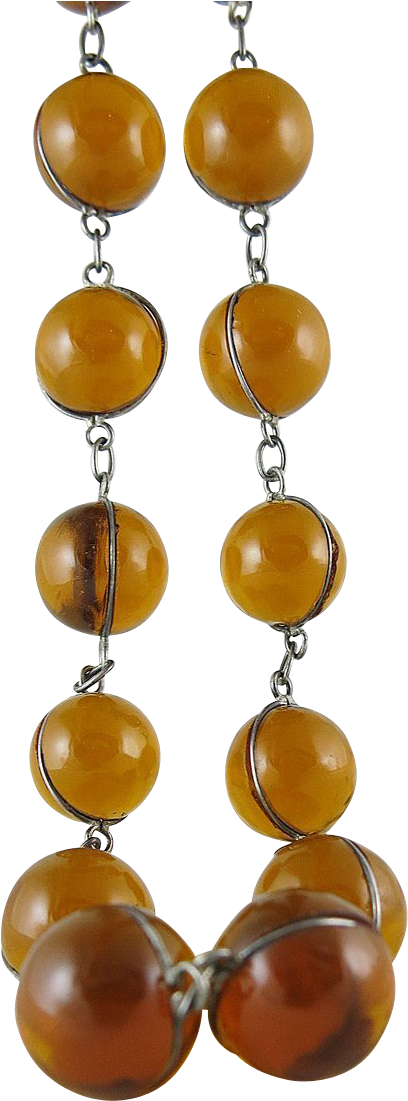Vintage Art Deco Sterling Silver Caged Amber Glass - Amber (1100x1100), Png Download