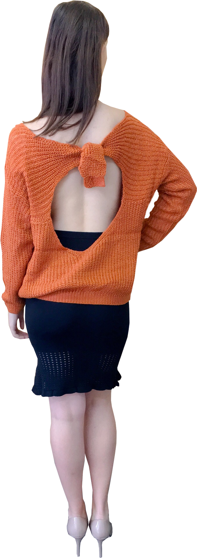 Tie Back Keyhole Jumper In Burnt Orange - Sleeve (1285x1950), Png Download