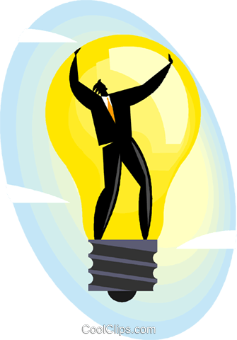 Businessman In A Light Bulb Royalty Free Vector Clip - Hombre Con Foco Png (335x480), Png Download