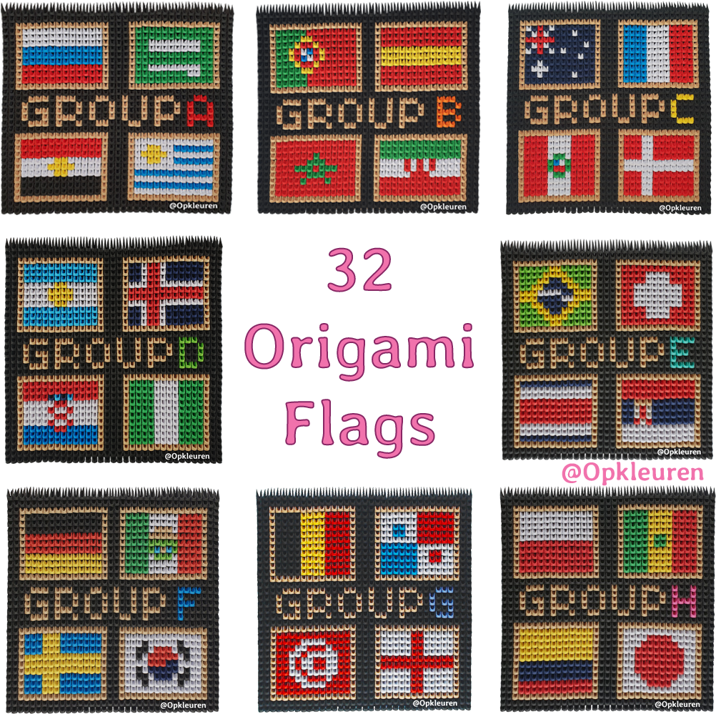 32 Origami Country Flags Fifa World Cup Edition - Cross-stitch (1080x1080), Png Download