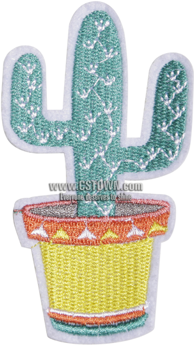 Cartoon Cactus Embroidery Patch For Kids' Shirts - Yellow (780x780), Png Download