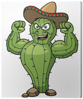 Vector Illustration Cartoon Mexican Cactus Canvas Print - Cactus Animado (400x400), Png Download