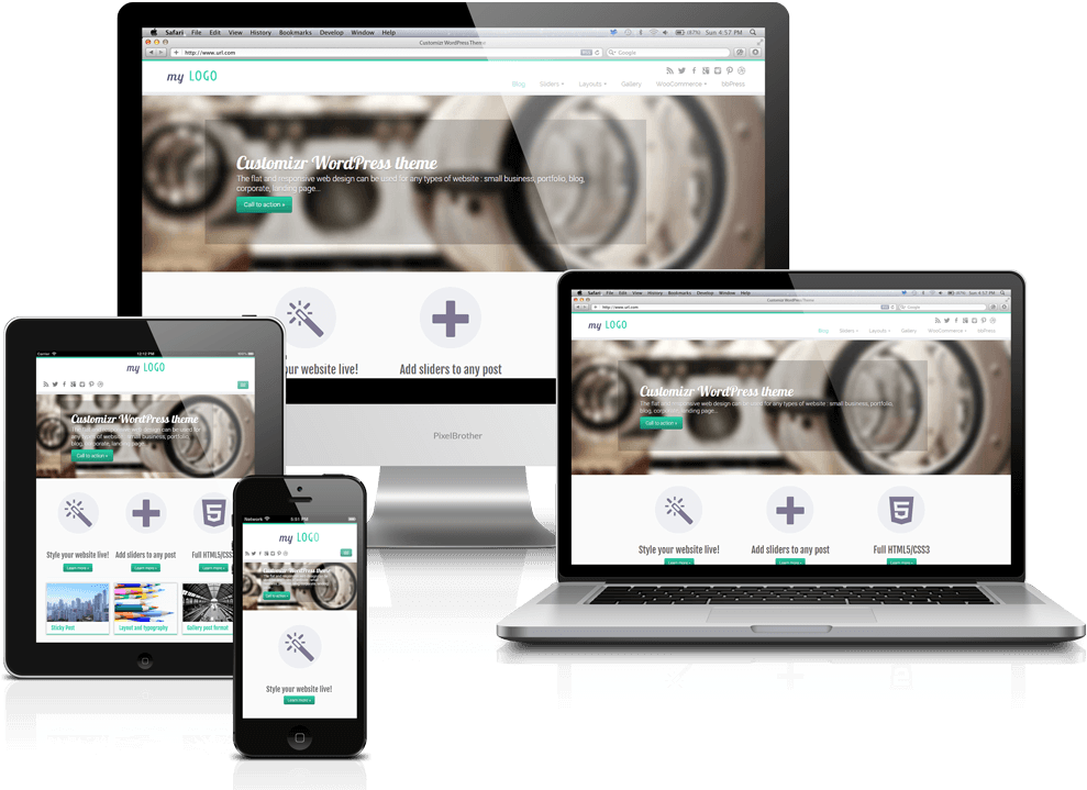 Customizr Theme Responsive@2x - Wordpress (1910x750), Png Download