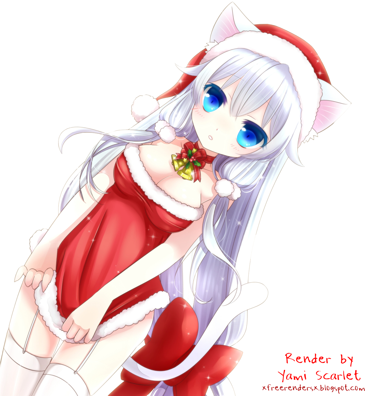 Navidad De Animes - Anime Girl White Hair Christmas (1280x1400), Png Download