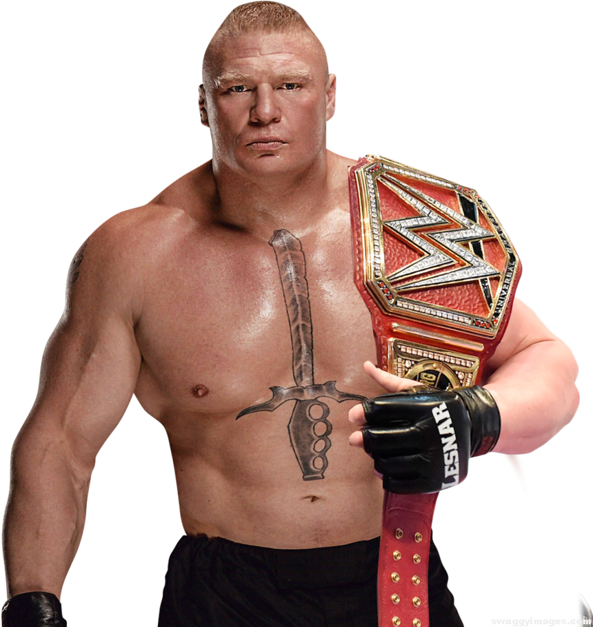 Wwe Wrestlers Png - Brock Lesnar With Universal Championship (696x720), Png Download